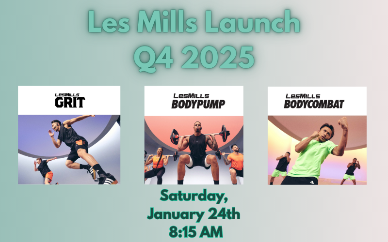 Les Mills group fitness launch at The Fitness Equation South Riding featuring BodyPump, BodyCombat, and GRIT classes 