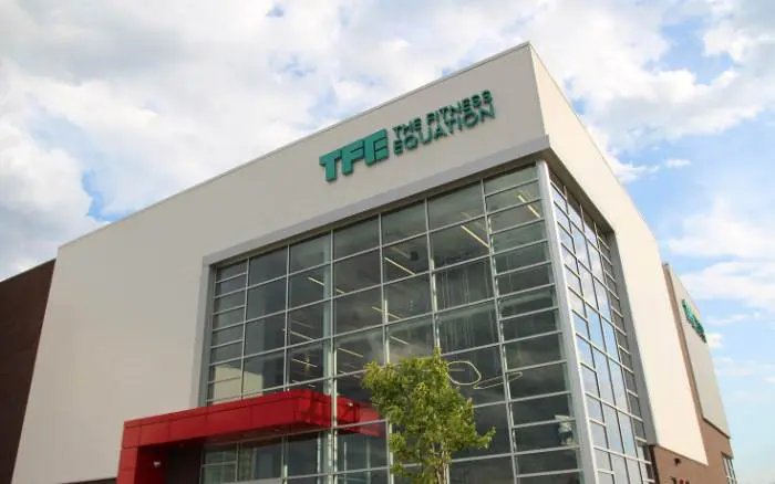The Fitness Equation South Riding gym exterior building front entrance in Chantilly, Virginia
