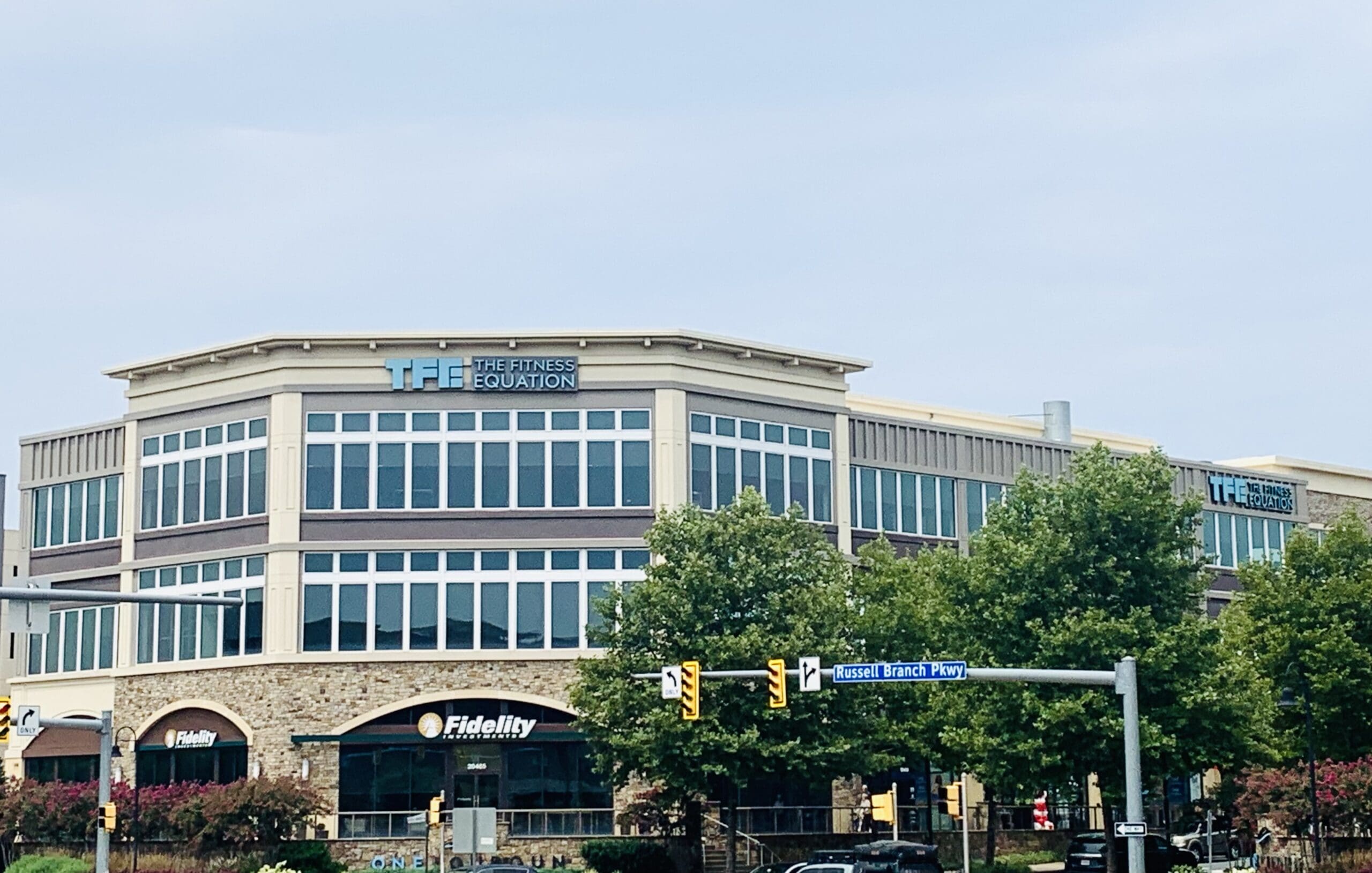 Street-level exterior of The Fitness Equation health club and gym in One Loudoun, Ashburn VA